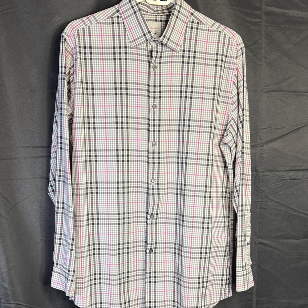 jf j.ferrar Plaid‎ Button-Down Shirt in Pink and Black